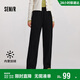 森馬（Semir）[商場(chǎng)同款]休閑褲女加絨長(cháng)褲簡(jiǎn)約冬2024仿呢闊腿褲101724127016A