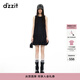 DZZIT地素連衣裙夏季花苞裙擺設計小黑裙女 黑色 S