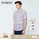 PORTS寶姿男裝春夏商務(wù)混色修身舒適短袖襯衫MN8B214GPC003 BLUE WHITE M