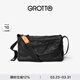 GROTTO個(gè)樂(lè )黑石包經(jīng)典大容量植鞣綿羊皮單肩斜挎通勤軟包男女款禮物 黑石L（黑標）