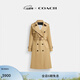 蔻馳（COACH）女士風(fēng)衣紐扣長(cháng)款氣質(zhì)腰帶高級感外套 卡其色 S