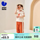 迷你巴拉【涼感抑菌】短袖套裝男女童寶寶運動(dòng)學(xué)院風(fēng)短袖長(cháng)褲 蜜糖黃31215 90