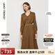 朗姿羊毛冬季新款法式氣質(zhì)曠野美拉德顯瘦長(cháng)袖polo領(lǐng)連衣裙長(cháng)裙 駝色 S