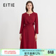 愛(ài)特愛(ài)（EITIE）精致紅玫瑰氣質(zhì)收腰長(cháng)袖連衣裙騏驥紅秋冬新款A字裙C2507834A 龐貝紅61 M (160)