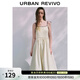 UR夏季新款女裝波嬉風(fēng)拼接肌理系帶針織連衣裙UYU950066 象牙白 M
