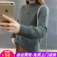 打底衫女春秋冬季新款韓版毛茸茸半高領(lǐng)百搭簡(jiǎn)約保暖毛衣女加厚針織衫 灰綠 均碼