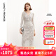 朗姿高級感法式氣質(zhì)時(shí)尚裙子冬季新款獨特別致顯瘦連衣裙女 米白色 S