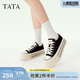 他她（TATA）經(jīng)典厚底帆布鞋女鞋子休閑板鞋小白鞋春新款WP801AM5 黑色 36