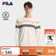 FILA 斐樂(lè )官方男裝針織長(cháng)袖衫2026春新款時(shí)尚條紋休閑舒適純棉長(cháng)T 云菇白-WT M 170/92A/M