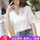 歐貝汐 短袖蕾絲衫女春夏秋小清新雪紡花邊鏤空半袖小衫白色襯衫上衣 白色 M 【建議90-98斤】