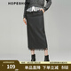 紅袖商場(chǎng)同款設計感直筒裙冬季2024新款女蕾絲拼接開(kāi)叉顯瘦通勤半身裙 高級灰064 M