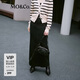 MO&Co.2024秋新品交疊開(kāi)叉高腰直筒長(cháng)款棉質(zhì)牛仔半身裙