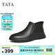 他她（TATA）加絨一腳蹬高幫皮鞋男士商務(wù)休閑真皮短靴冬PDQ01DD4 黑色（絨里） 41