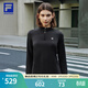 FILA 斐樂(lè )官方女子針織長(cháng)袖衫2025冬季新款健身運動(dòng)加絨半拉鏈長(cháng)T 深黑-BK L 170/88A/L