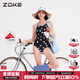 洲克zoke洲克泳衣女款游泳館專(zhuān)用連體高級感2025新款大碼女生游泳衣女 小狗派對黑色 L （159-164cm）建議45-54kg