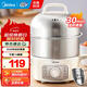 美的（Midea）電蒸鍋 煮蛋器蒸蛋器 多功能家用迷你雙層多用電蒸鍋智能防干燒 煮雞蛋器 雙層 【食品級不銹鋼 蛋熟度可選】ZDE16T72