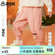 ASK JUNIOR女童褲子春裝保暖小童立體小兔華夫格長(cháng)褲復合毛絨褲 粉色 110