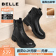 百麗（Belle）復古時(shí)裝靴女冬季新款商場(chǎng)柔軟羊皮舒適粗跟加絨短靴E5S1DDD5 黑色-絨里 35 (225mm)