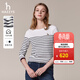 哈吉斯（HAZZYS）女裝 秋款T恤經(jīng)典條紋休閑長(cháng)袖T恤ABTSE0BCF05 白色WT M (160/84A 38)