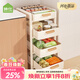 帥仕廚房置物架落地可抽拉小推車(chē)放果蔬零食多層多功能移動(dòng)收納儲物架 實(shí)木把手【絲滑拉籃】奶白4層33寬