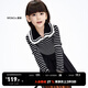little MO&Co.含羊毛 童裝冬季女童娃娃領(lǐng)打底衫毛衣兒童針織衫女孩 黑白條色 120 120/56