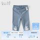 戴維貝拉兒童褲子女童夏裝打底褲女寶寶抗菌防螨七分褲