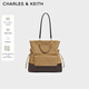 CHARLES&KEITH抽繩油蠟皮菱格鏈條包雙肩包生日禮物送女友CK2-30782756 Sahara Sand沙色/深棕色CK2-30782756-1 L