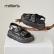 妙麗（Millies）勃肯運動(dòng)涼鞋女休閑百搭沙灘鞋厚底增高學(xué)生2025年夏季新款涼拖 黑色 37 (235mm) 標準碼