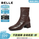 百麗（Belle）復古抓皺羊皮時(shí)裝靴女冬季新款商場(chǎng)同款方頭通勤短靴F2Q1DDZ5 咖啡色-單里 37