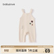 babylove【清倉】寶寶背帶褲春秋休閑長(cháng)褲嬰兒連體褲貼布洋氣外出百搭褲子 米穗色 80