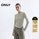 ONLY2025夏季新款拼色假兩件顯瘦一字領(lǐng)正肩長(cháng)袖T恤女|125302017 C48銀狐灰色 L
