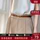 viney百搭女士牛皮皮帶免打孔簡(jiǎn)約時(shí)尚高級優(yōu)雅褲帶飾品長(cháng)裙細腰帶裝飾 【棕色】實(shí)用輕奢休閑懶人調節神器