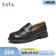 他她（TATA）女鞋秋小皮鞋時(shí)尚休閑深口樂(lè )福鞋一腳蹬英倫單鞋CG901CA5 黑色 39