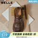 百麗（Belle）復古皮帶扣牛皮樂(lè )福鞋女2026春新商場(chǎng)厚底樂(lè )福鞋F2M1DAM6預售 棕色 36