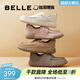 百麗（Belle）牛皮方糖吐司1代鞋牛津鞋女商場(chǎng)同款休閑鞋B7L1DCM4 灰色 （1代） 36 (230mm)