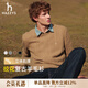 哈吉斯（HAZZYS）男裝 秋冬款休閑絞花毛衣圓領(lǐng)棉/羊毛混紡針織衫男ABYZD0CCX30 卡其色KK L （175/96A 48）