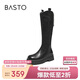 百思圖25冬騎士靴時(shí)尚潮流街頭女長(cháng)靴BV016DG5 黑色絨里 38