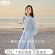 對白（DUIBAI）國風(fēng)設計感連衣裙套裝女2026春新款襯衫半身裙今年流行兩件套 淺水藍 XL