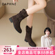 DAPHNE達芙妮堆堆靴女中筒夏靴子2026新款美拉德西部牛仔短靴騎士馬丁靴 棕色單里 37