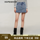 紅袖商場(chǎng)同款通勤風(fēng)牛仔裙褲秋季2024新款女裝復古水洗貼標純棉短褲 牛仔藍071 M