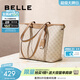 百麗包包女新款大容量老花復古單肩通勤托特包送媽媽X7058CX4 杏色【可放15.6寸電腦】 F