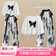 泡普初中生大童衣服9-14歲女夏裝超好看女童t恤短袖2026中獨特國風(fēng) 黑色蝴蝶上衣+水墨褲子 025# 160 cm