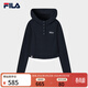 FILA 斐樂(lè )官方女子針織連帽上衣2026春季新款日常顯瘦修身長(cháng)袖T恤 傳奇藍-NV M 165/84A/M