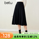 百圖betu女裝秋冬新款半身裙法式百褶高腰顯瘦A字針織裙女2310T76 黑色 L