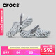 卡駱馳（CROCS）波波大理石紋洞洞鞋舒適輕便男沙灘鞋包頭拖鞋女鞋|208454 月光灰/彩色-1NL 43 (270mm)