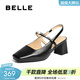 百麗（Belle）優(yōu)雅包頭涼鞋女商場(chǎng)同款一字帶粗跟涼鞋D8D1DBH5預售 黑色 37 (235mm)