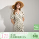 三彩2025夏季新款法式復古波點(diǎn)連衣裙V領(lǐng)寬松大擺A字長(cháng)裙度假M 米白色 S 155/80A