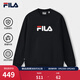 FILA 斐樂(lè )官方情侶款套頭衛衣秋冬季新款休閑寬松長(cháng)袖加絨保暖上衣 【加絨款】正黑色-BK XS 160/84A/XS