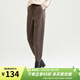 金菊特價(jià)秋冬新款針織褲純色腰部松緊系帶羊毛混紡女式休閑褲小腳褲 深駝 XL