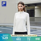 FILA 斐樂(lè )官方女子針織長(cháng)袖衫2025冬季新款健身運動(dòng)加絨半拉鏈長(cháng)T 淺粉灰-GY L 170/88A/L